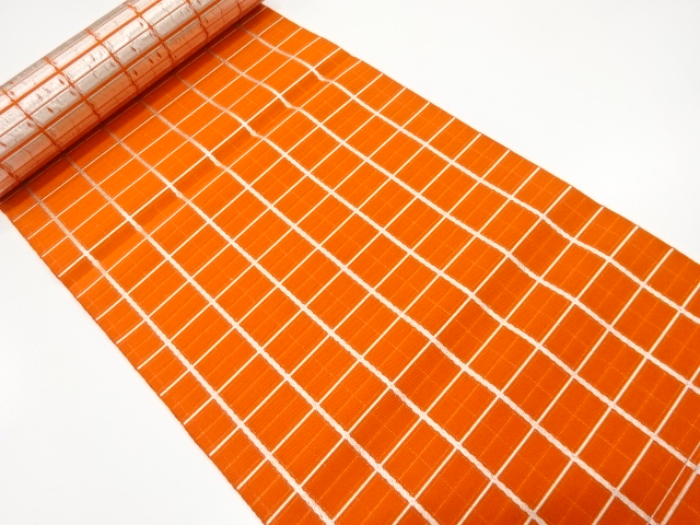 JAPANESE KIMONO / ANTIQUE BOLT FOR HASSUN OBI / WOVEN GRID